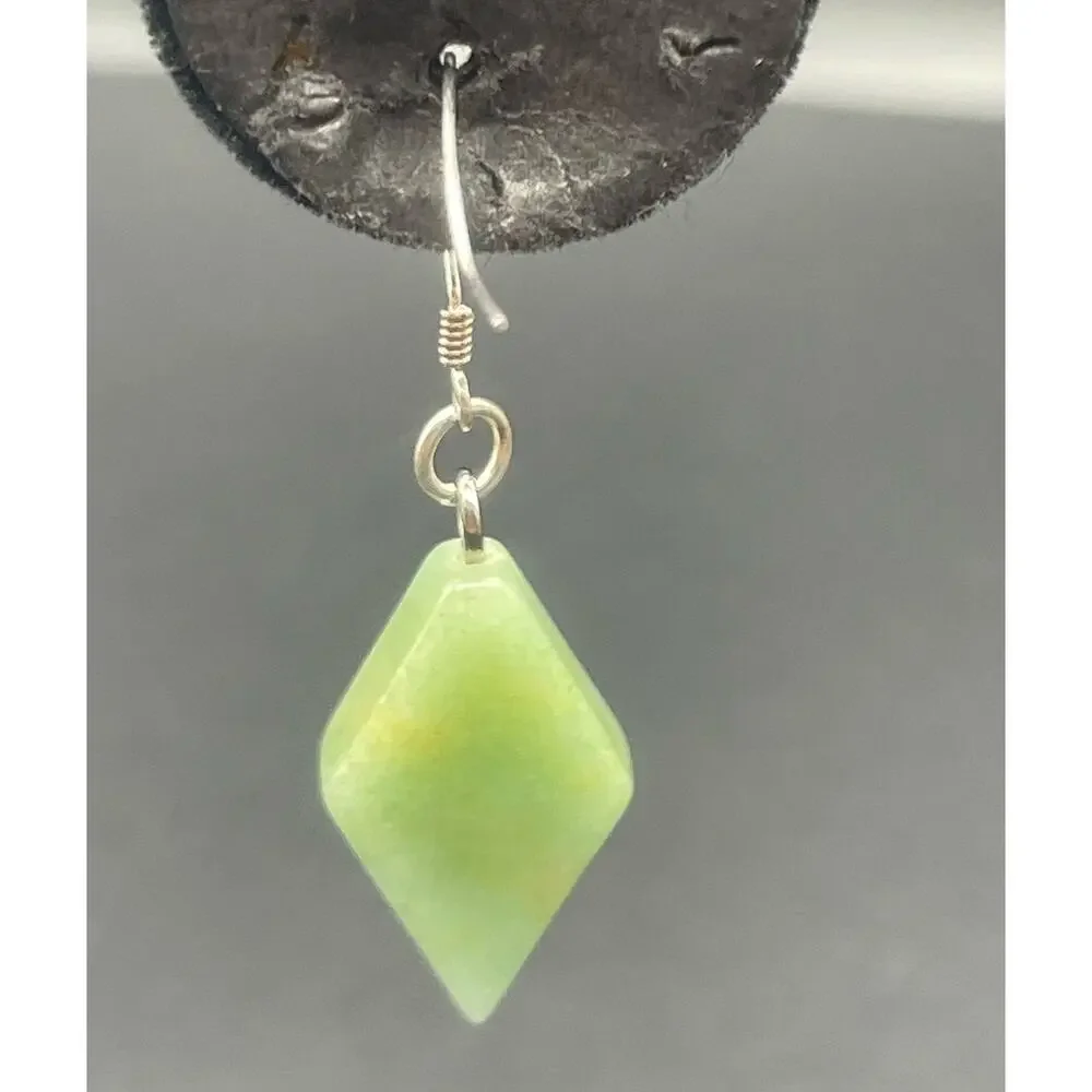 Simple Green Jadeite Earrings Sterling Silver S 925 Ear Wires Geometric Modern